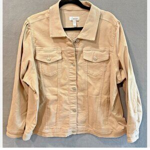 Denim & Co Classic Trucker Jean Jacket Tan Khaki Brown Women’s 2X